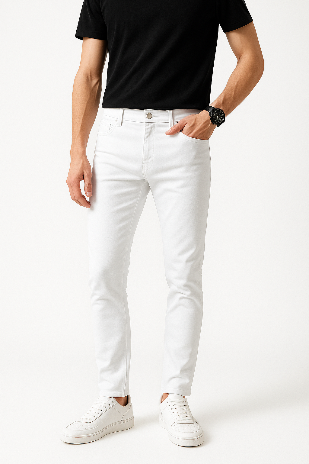White Cotton Jeans pants For Men - Stylish and Comfortable