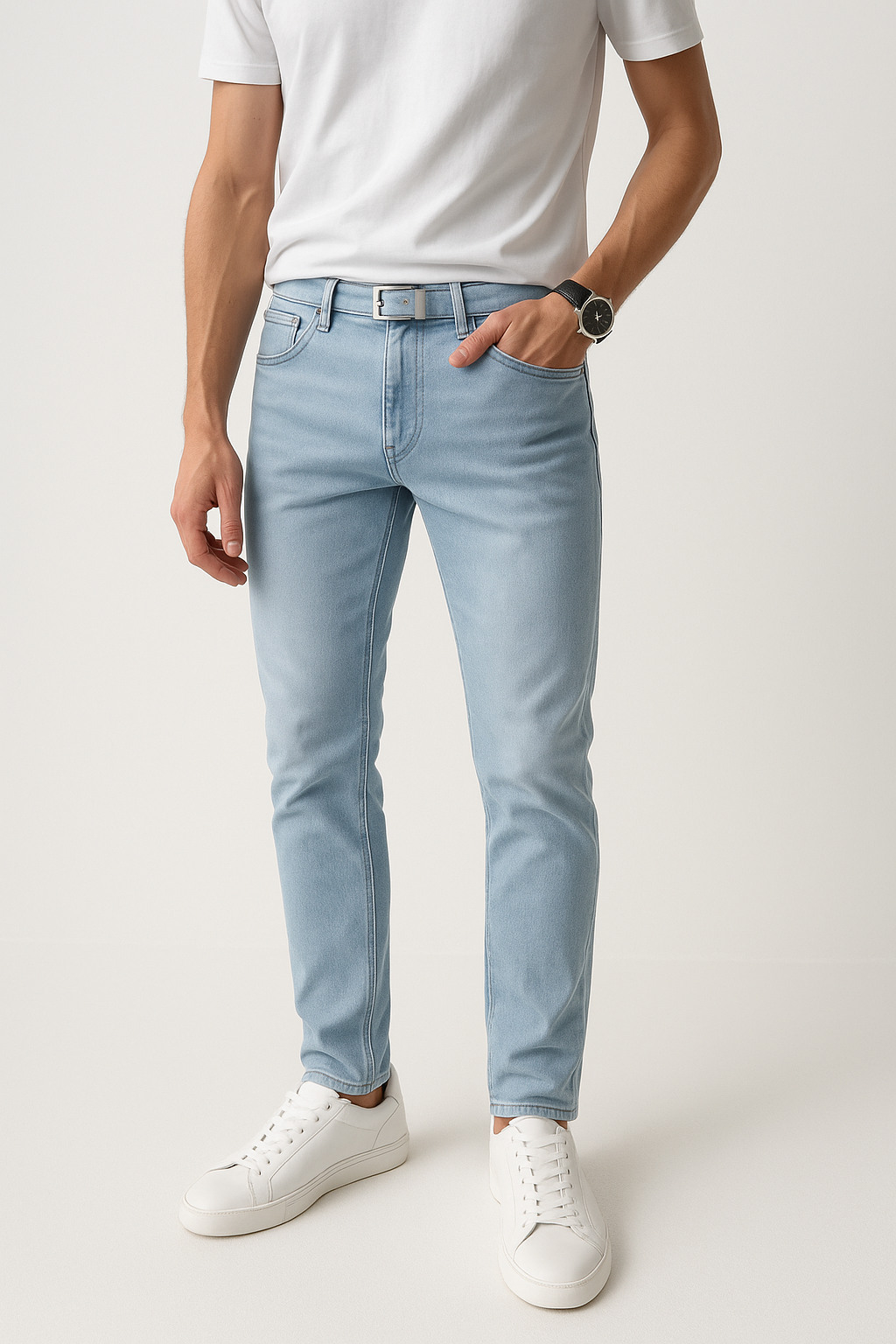 Sky Blue Denim Jeans For Men