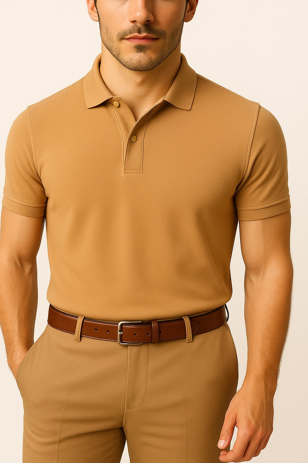 Cream Beige Polo Shirt for Men – Soft Cotton Summer Wear in Pakistan