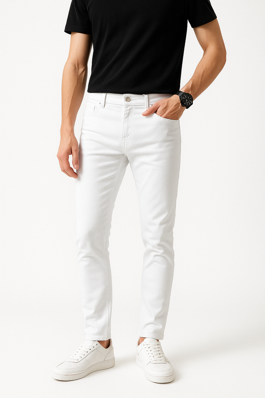 White Cotton Jeans pants For Men - Stylish and Comfortable
