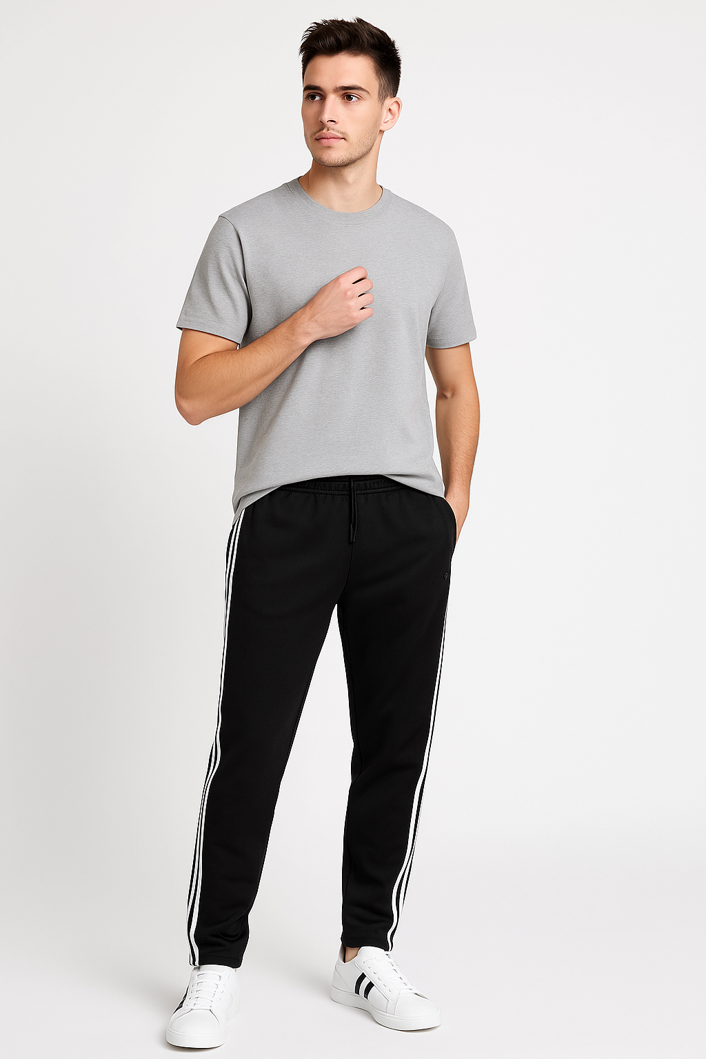 Black Three Stripes Trousers For Men - Soft and Stylish