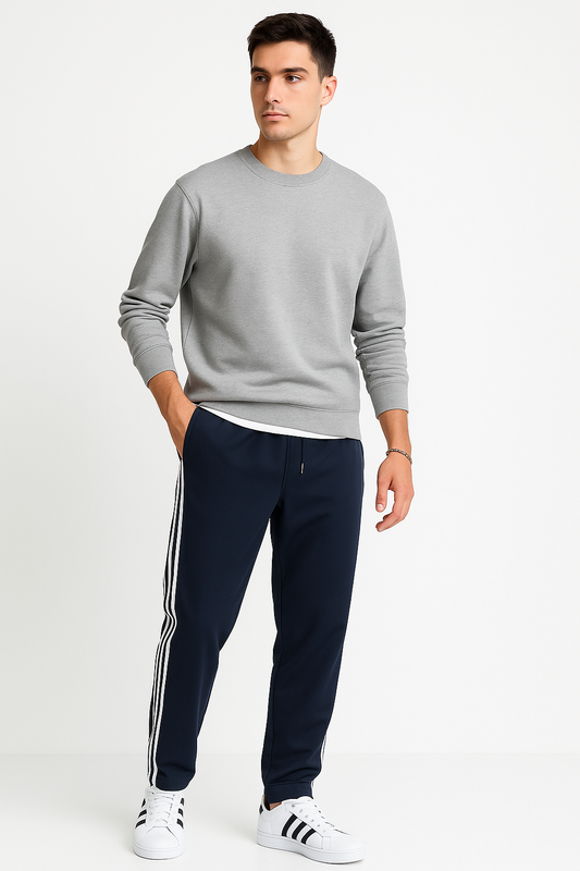 Blue Three Stripes Trousers For Men - Soft and Stylish