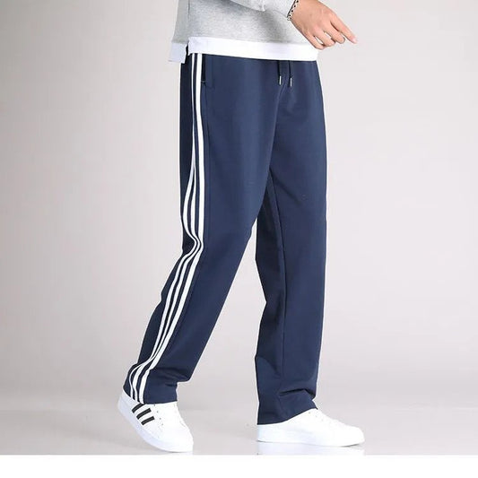 Blue Three Stripes Trousers For Men - Soft and Stylish